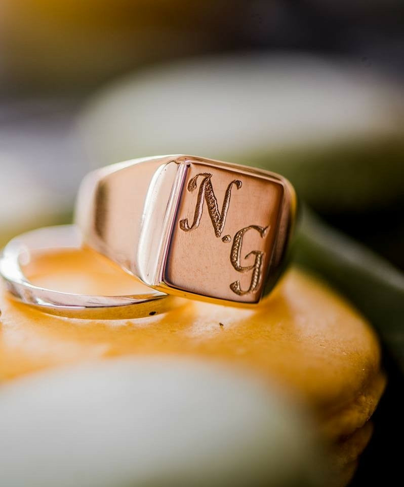 טבעת חותם מלבן - חריטה אישית