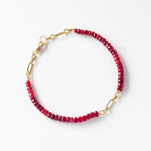 צמיד אבני חן וזהב - רובי