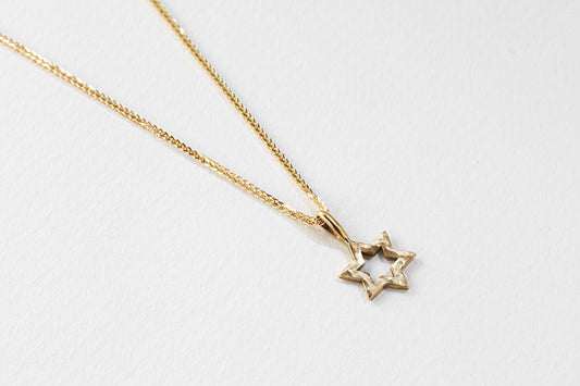 שרשרת מגן דויד כוכב זהב - טקסטורה - בינוני