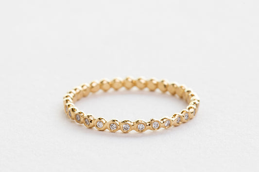 טבעת עיגולי זהב - סופר מיני - יהלומי מעבדה