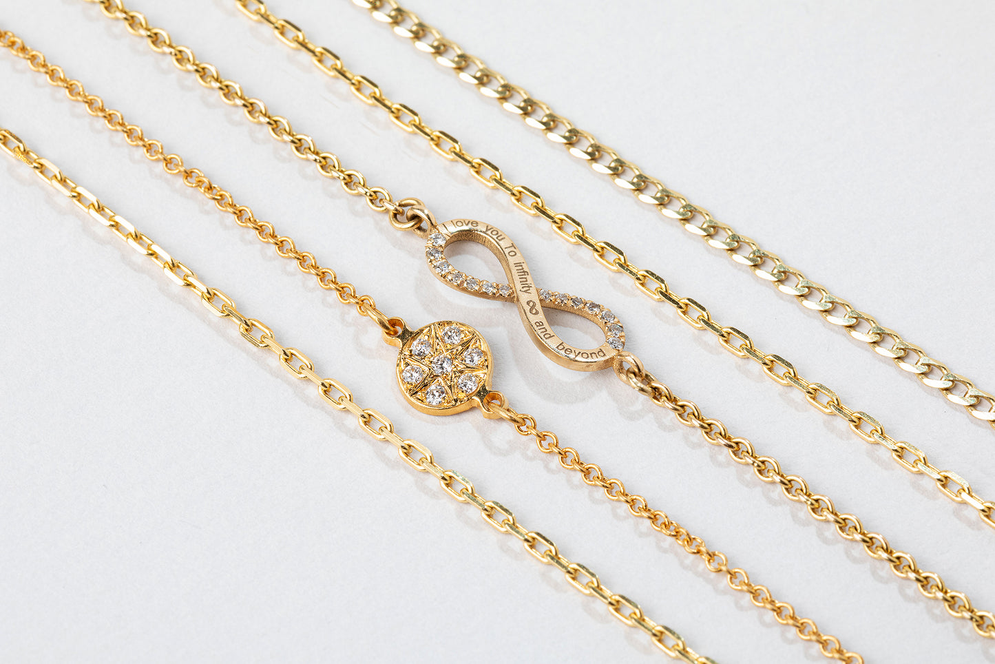 צמיד חוליות זהב - אינפינטי - יהלומים