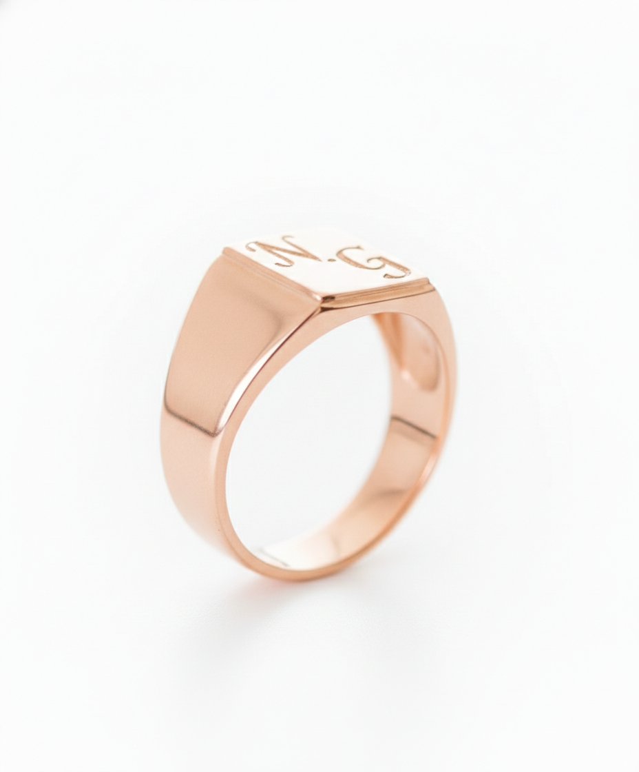 טבעת חותם מלבן  - חריטה אישית