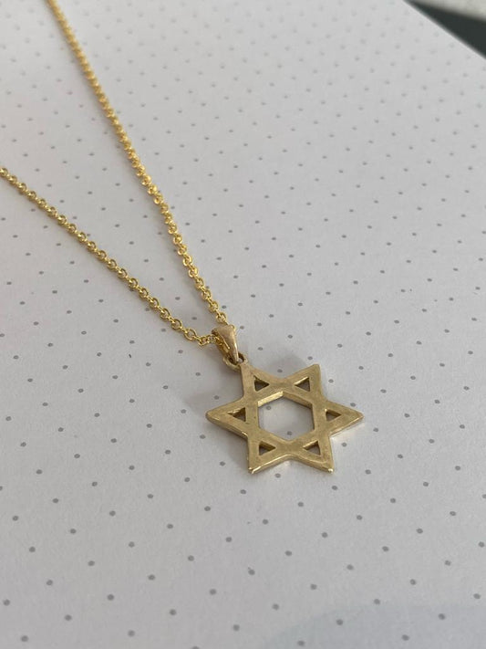 תליון מגן דוד זהב עם טקסטורה מרוקעת עדינה