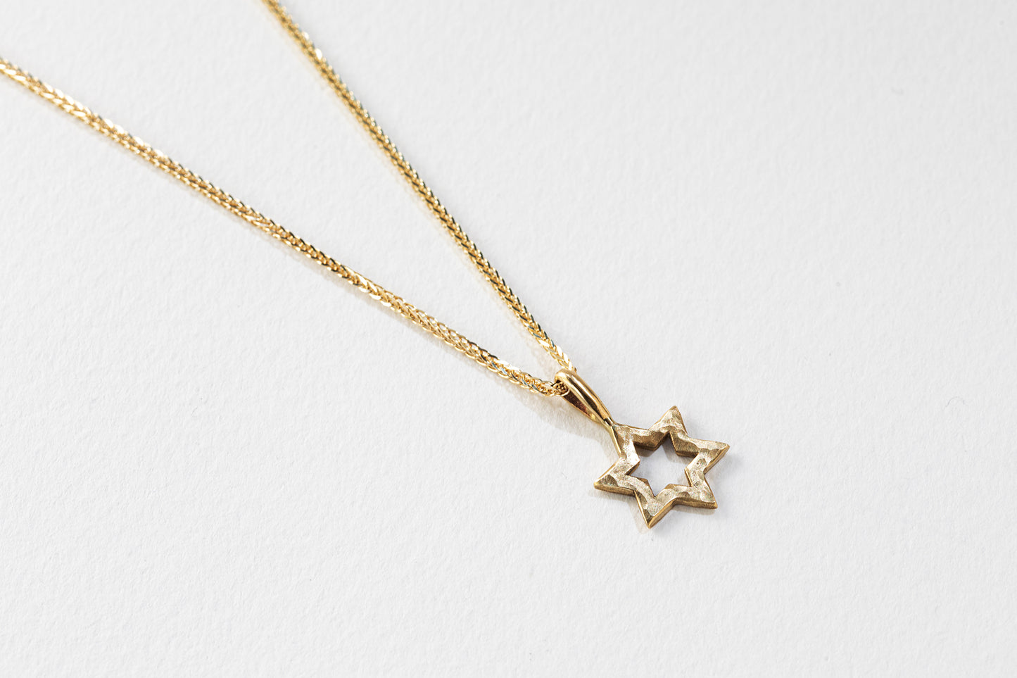 שרשרת מגן דויד כוכב זהב - טקסטורה - בינוני