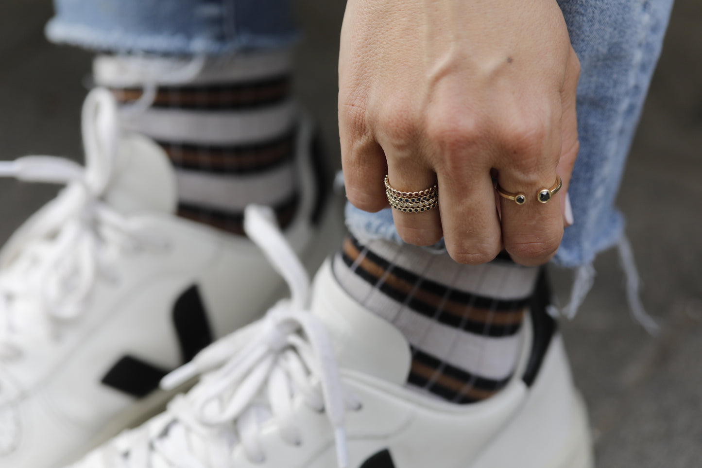 צמד טבעות עיגולי זהב - סופר מיני - יהלומים ורובי