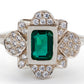 טבעת זהב וינטאג׳ - אלזה - אמרלד ויהלומים