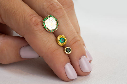 עגילי זהב עגול - נגה סטאר - צבורייט