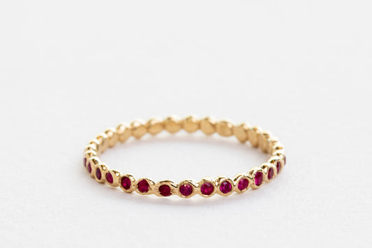 טבעת עיגולי זהב - סופר מיני - רובי