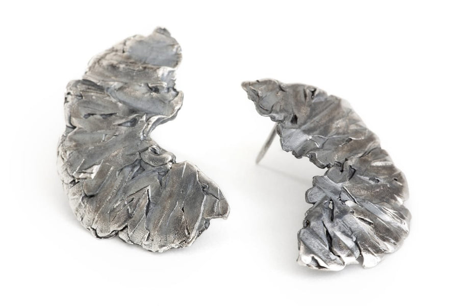 Volcano Flat Silver Earrings