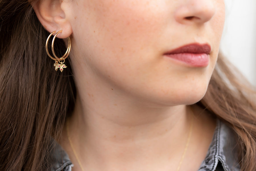 Ruby Leaf Hoop Earrings