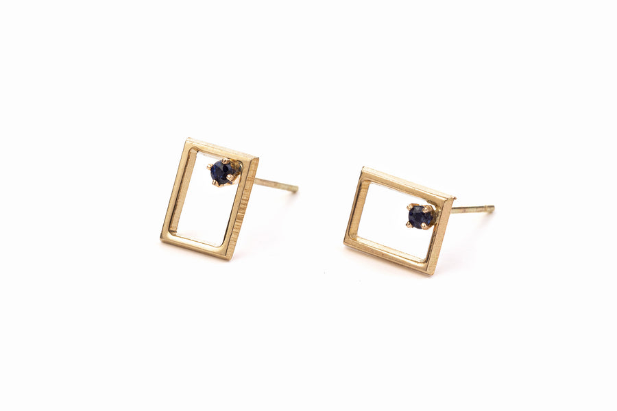 Geometric Black Diamond Rectangle Earrings