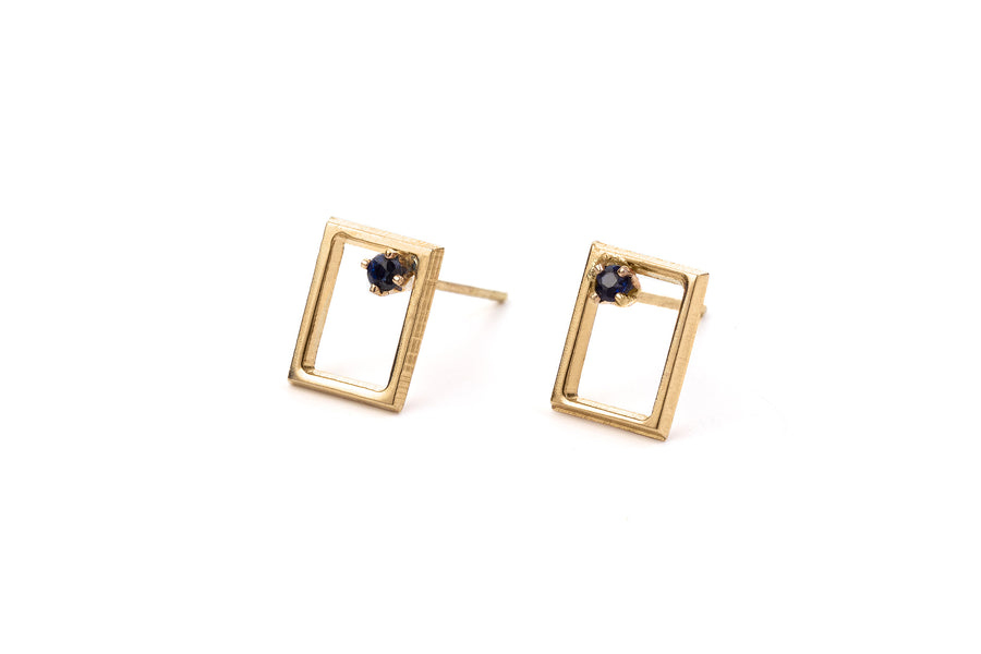 Geometric Black Diamond Rectangle Earrings