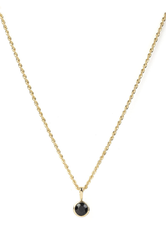 שרשרת חבל זהב מיוחדת עם תליון כוס זהב קלאסית משובצת ספינל שחור