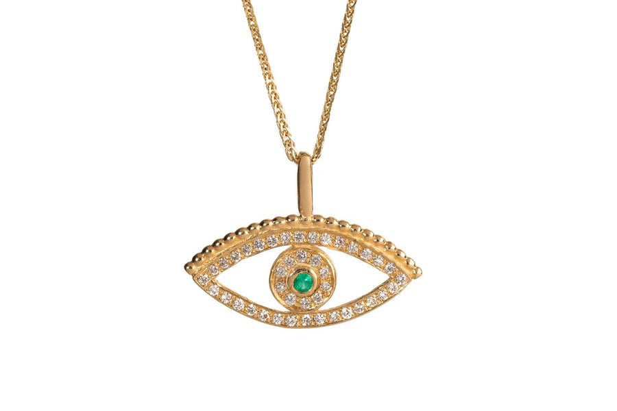 Open Eye Diamond Necklace - Emerald
