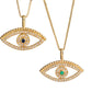 שרשרת קמע עין תליון עין מזהב עשוי בעבודת יד משובץ יהלומים ואבן ספיר