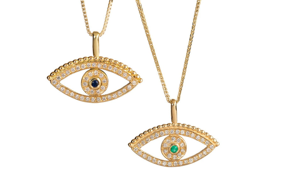 Open Eye Diamond Necklace - Emerald