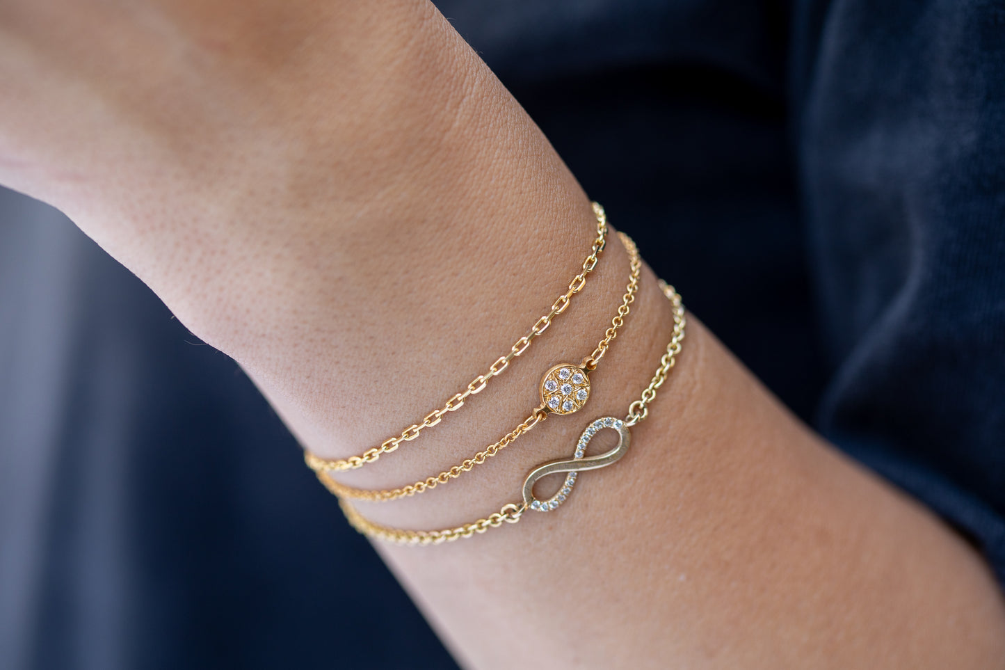 צמיד חוליות זהב - אינפינטי - יהלומים